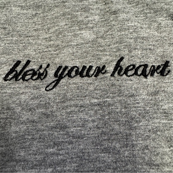 Rachel Hollis Bless Your Heart Grey Long Sleeve Shirt Size XXS Oversized NWOT - Picture 5 of 13